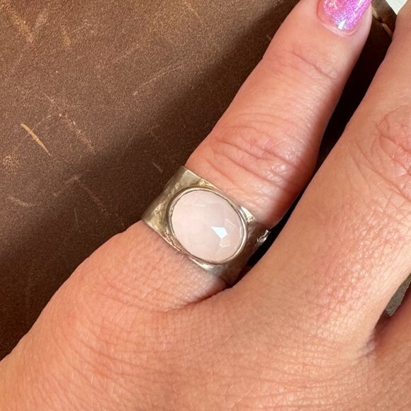 Vintage Rose Quartz Ring Sterling Silver - Picture 1 of 8